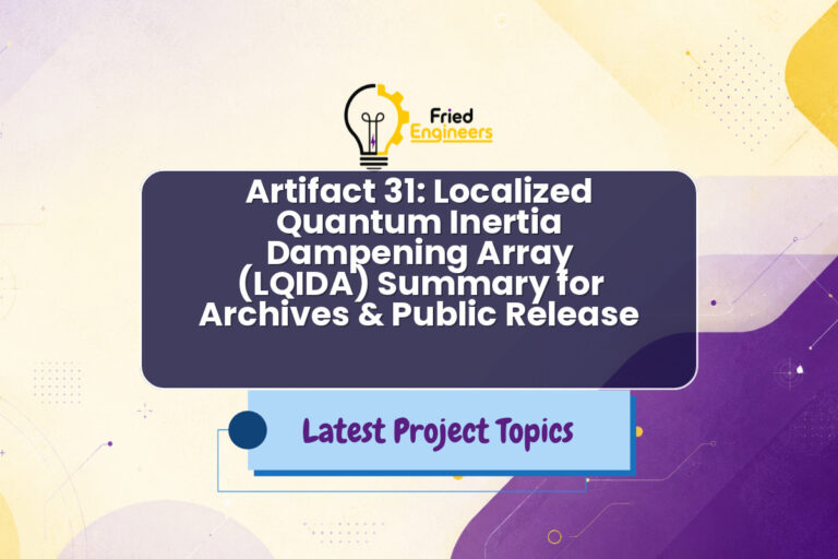 Artifact 31: Localized Quantum Inertia Dampening Array (LQIDA) Summary for Archives & Public Release - Fried Engineers Project Topic